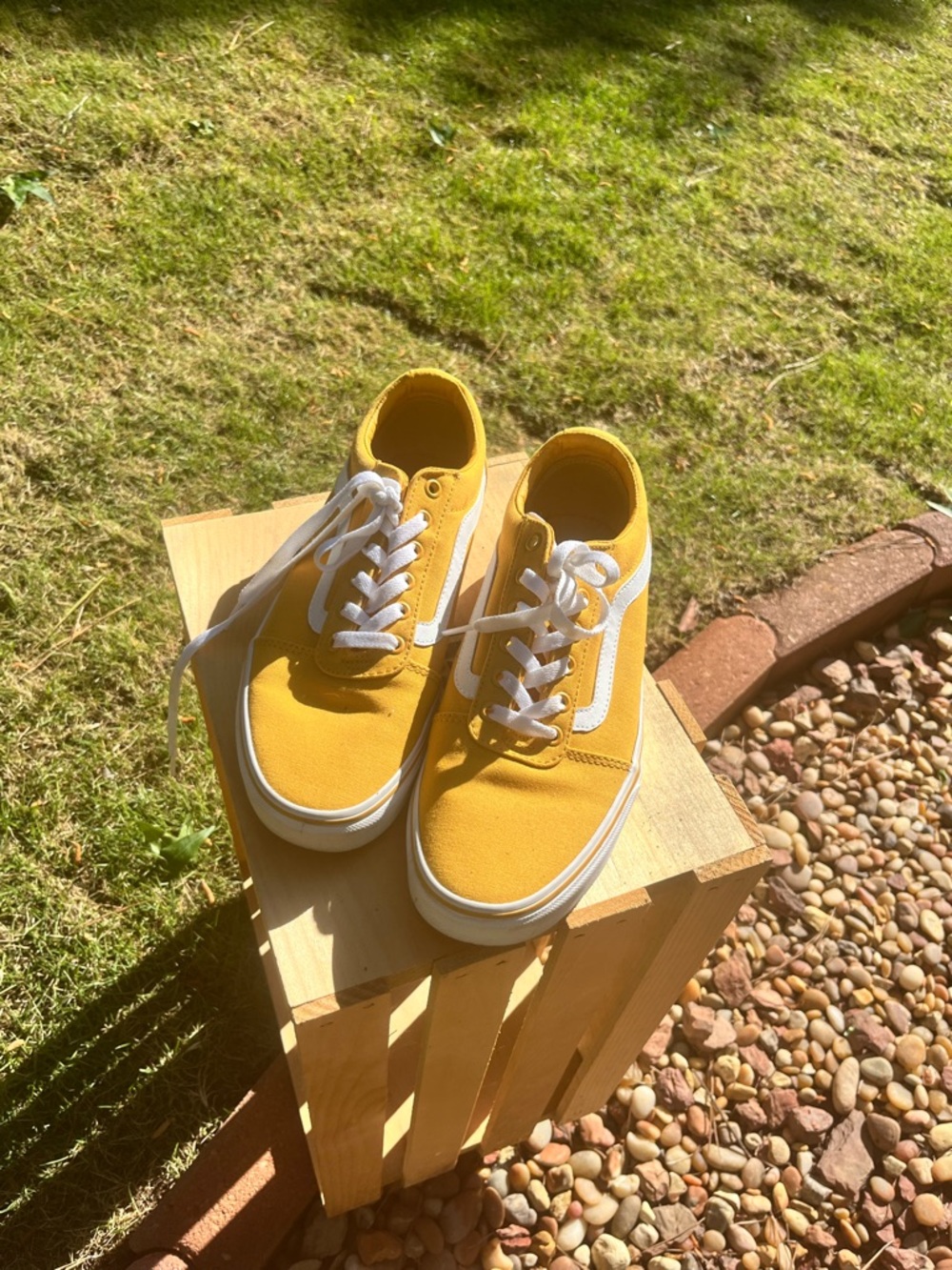 Vans Yellow Canvas Low-Top Sneakers with White Stripe